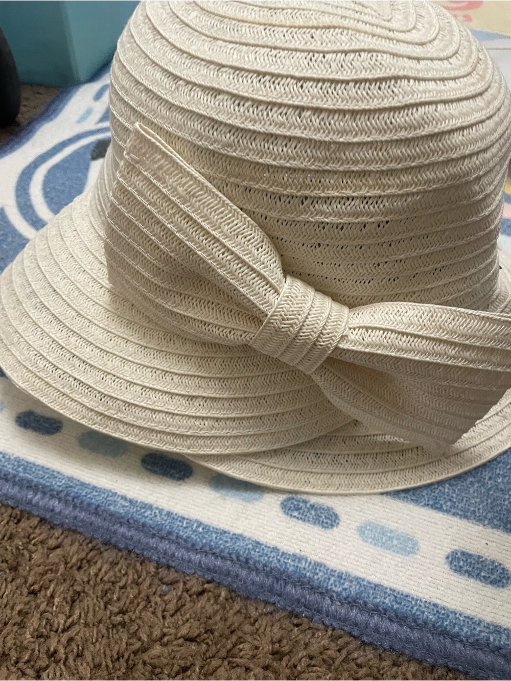 White Straw Sun Hat with Bow